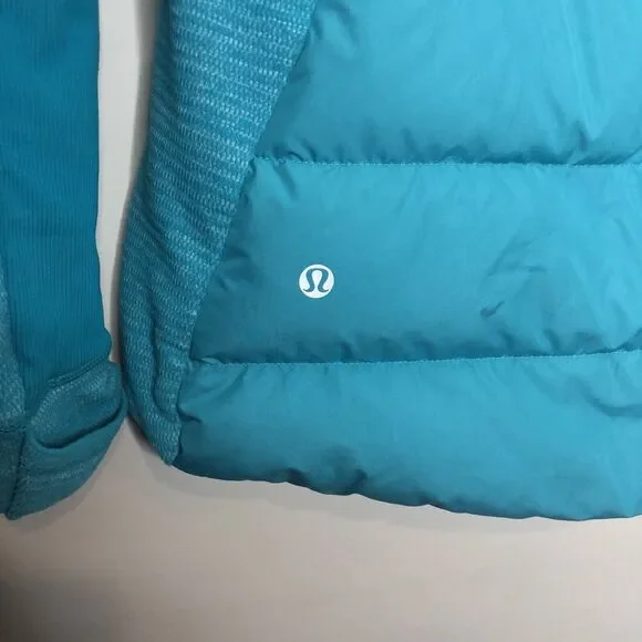 Lululemon Jacket Womens 6 Blue Teal Fluff Off Down Puffer Insulated Coat Hooded - Picture 10 of 12